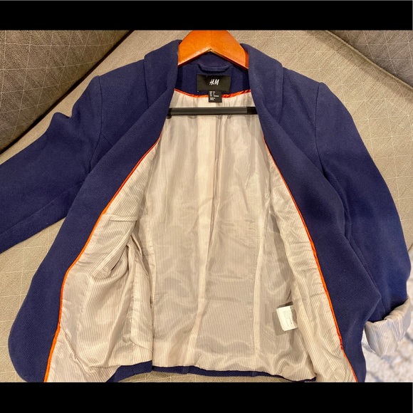 H&M Women’s Cropped Blazer, Dark Navy, US 6 Petite - Picture 4 of 6